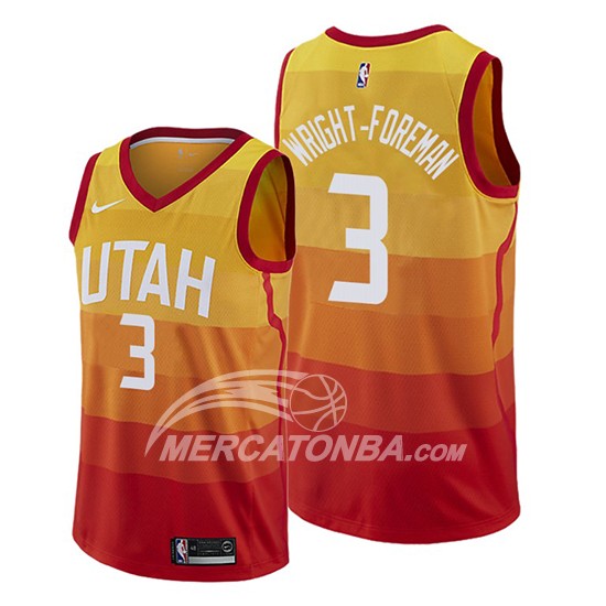 Maglia Utah Jazz Justin Wright Foreman Citta 2019-20 Arancione